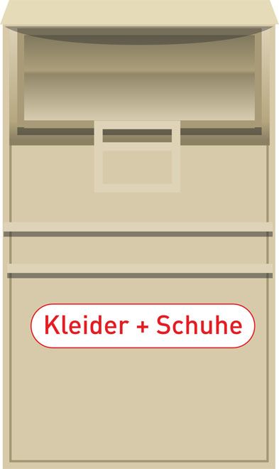 Abbildung: Zu sehen ist die typische Form eines Kleidercontainers.